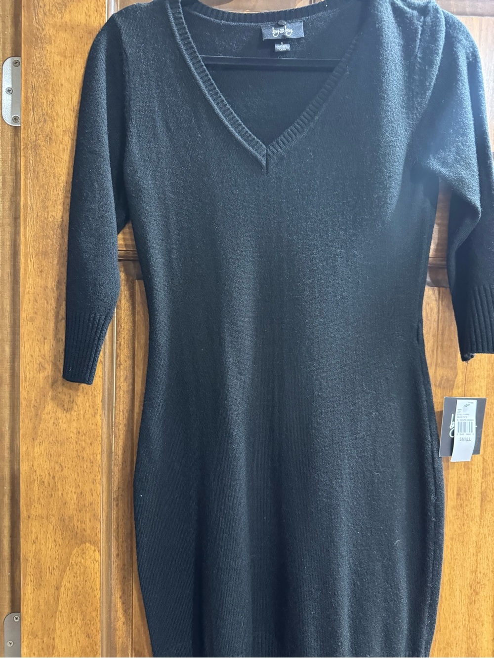 Black V-Neck Women's Sweater Dress